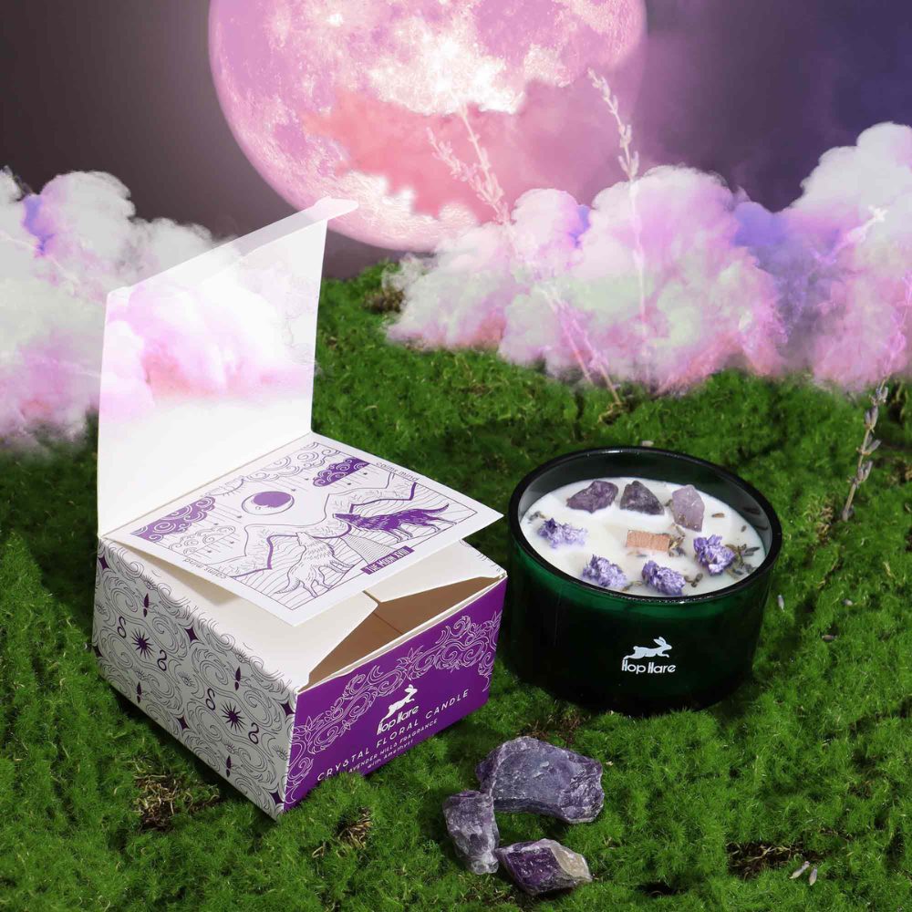 Hop Hare Crystal Magic Flower Candle - the Moon 1