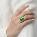 Bague Jade Vert (Qualité 2A) en Cuivre Plaqué Acier 1