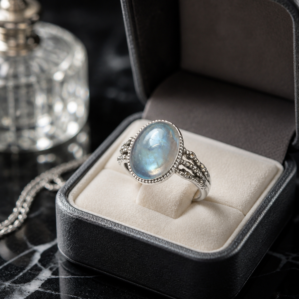 Aigue Marine - Bague cuivre plaqué acier - B