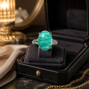 Bague Amazonite (Qualité 2A) en Cuivre Plaqué Acier – Bijou d'Harmonie, de Joie et d'Équilibre (Taille Ajustable)